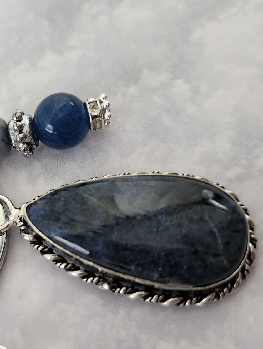 Sodalite Blue Purse Charm or Keychain Jade Lapis Agate Tigers Eye Handcrafted - Picture 5 of 6